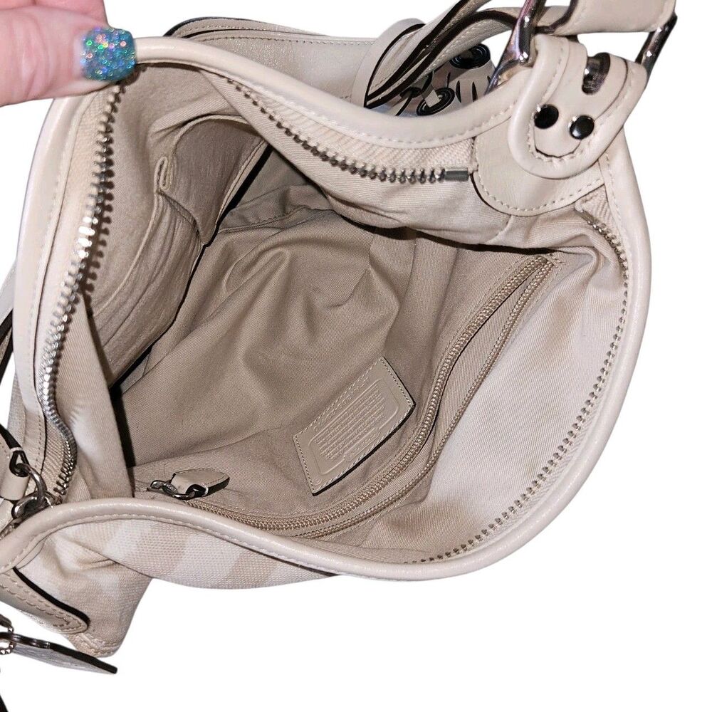 Vintage Coach Legacy Shoulder Bag Beige Canvas Zebra Pattern Leather Trim 23410 - Picture 6 of 14